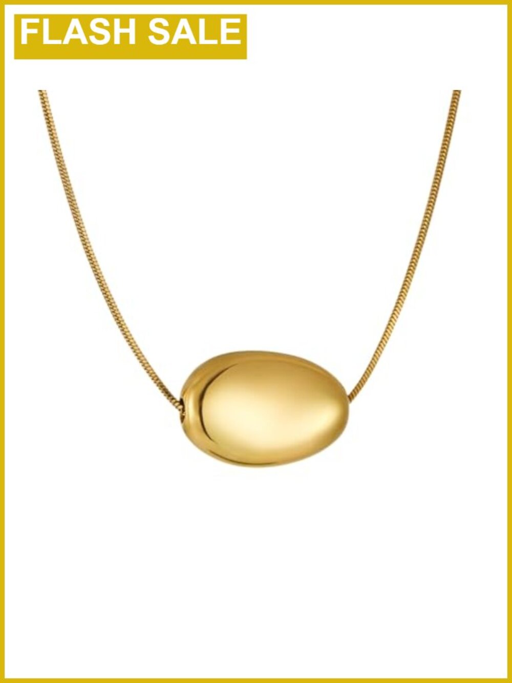 Silver Plated Pebble Pendant Necklace for Women Stainless Steel